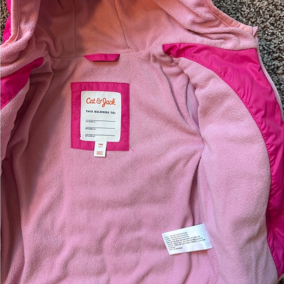 Cat & Jack Toddler Hooded Pink Puffer Coat - EUC, size 18 months - Picture 3 of 4